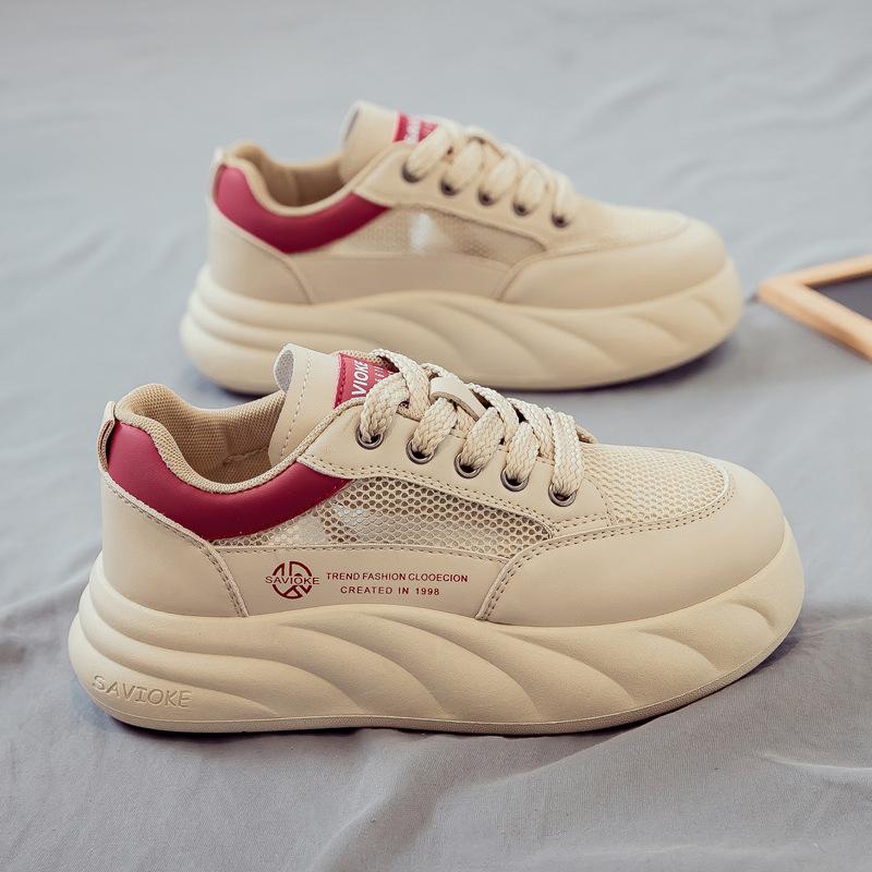 Summer mesh breathable and versatile new little white shoes women's shoes thick-soled heightening board shoes summer mesh shoes