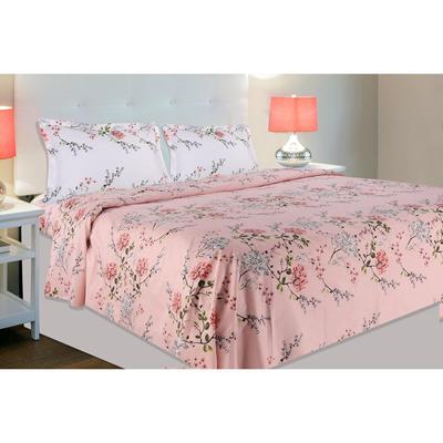 Bedsheet for Double Bed, 1 Cotton Sheet Double Bed (90 X 100 Inches) with 2 Pillow Covers 186 TC Bed Sheet Double Bed Victorian Summer Dream (Pink)