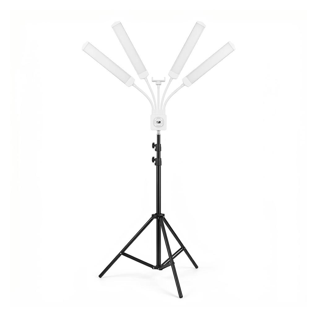 Luce LED Flessibile a 4 Bracci 3200K 5600K Rotazione a 360 gradi Luce di Riempimento Dimmerabile per Fotografia Live Streaming