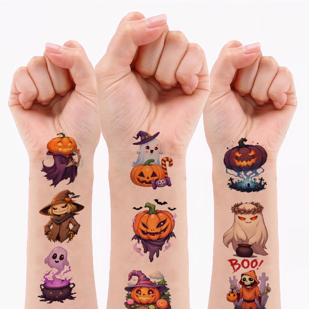 108 Pezzi Tatuaggi Temporanei Adesivi Strega Adesivi Zucca Fumetto Adesivi Halloween Per Uomini Ragazzi Bambini