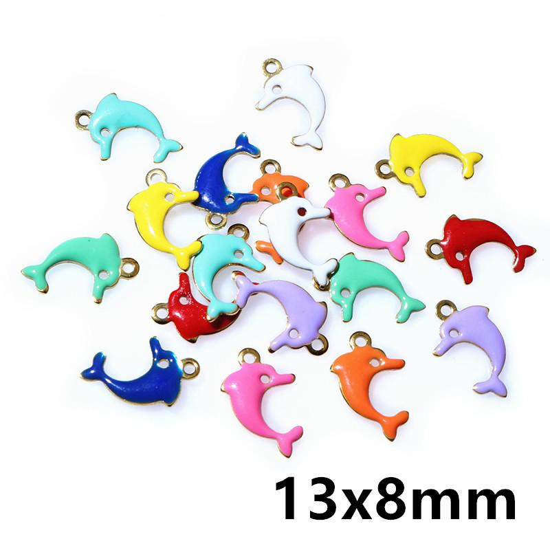 20pcs Random Mix Cute Stainless Steel Enamel Charms Pendant Fish Starfish Flower Evil Eyes DIY Jewelry Making Accessories