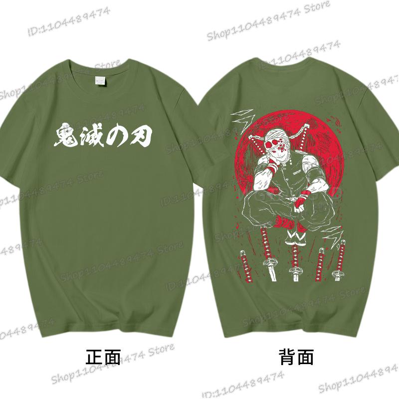 Men's Kimetsu No Yaiba Anime Clothing Uzui Tengen 2025 New Graphics T Shirt Loose Daily Round Neck Cotton Unisex Tops Tees