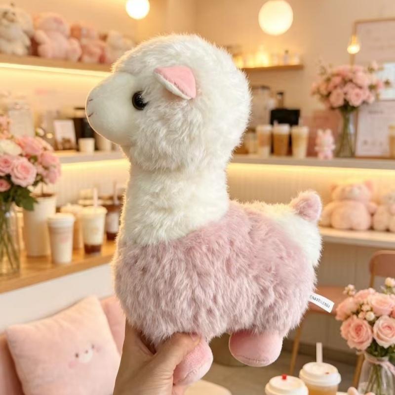 1Pcs Cute Alpaca Plush Toy Soft Fluffy Stuffed Sheep Doll Lovely Cartoon Ornament for Baby Soothing Companion Gift
