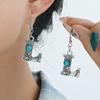 Earrings, Retro Ethnic Style Turquoise English 26 Letter Earrings Earrings