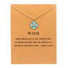 Inlaid Zircon Lucky Clover Pendant Card Necklace Jewelry Bring Greeting Cards and Gifts