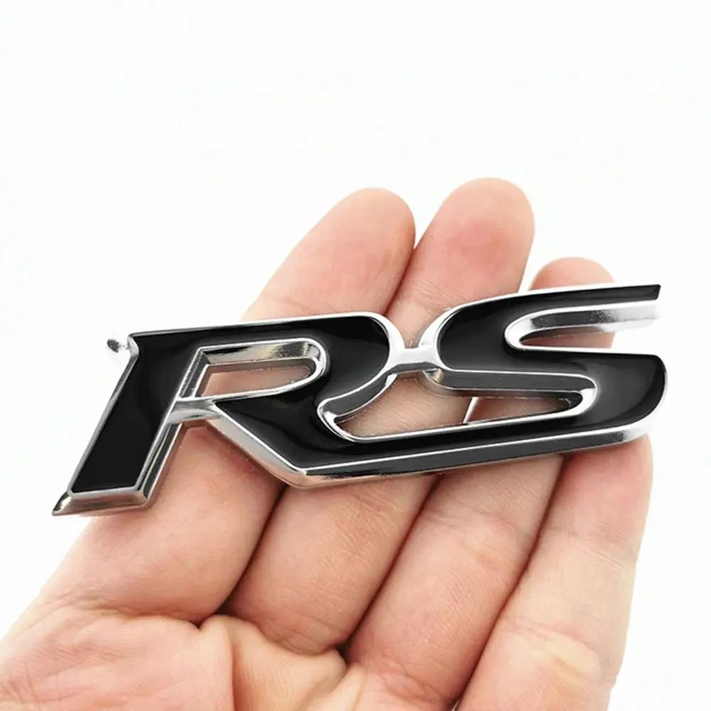3d Metal RS Sticker Letters Logo Car Front Grille Rear Trunk Emblem Badge For Car Sport RS Sticker Acceessories