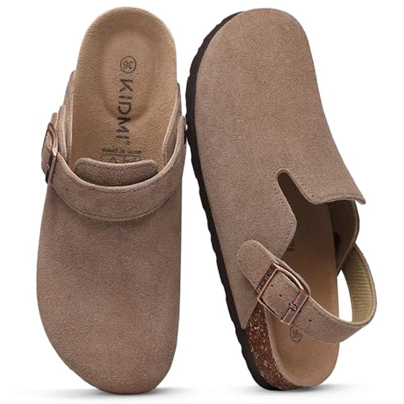 Fashion Shevalues New Suede Women's Clogs Concise Flat Bottom Summer Slides Leisure Female Sandals Women's Mules With Adjustable Buckle