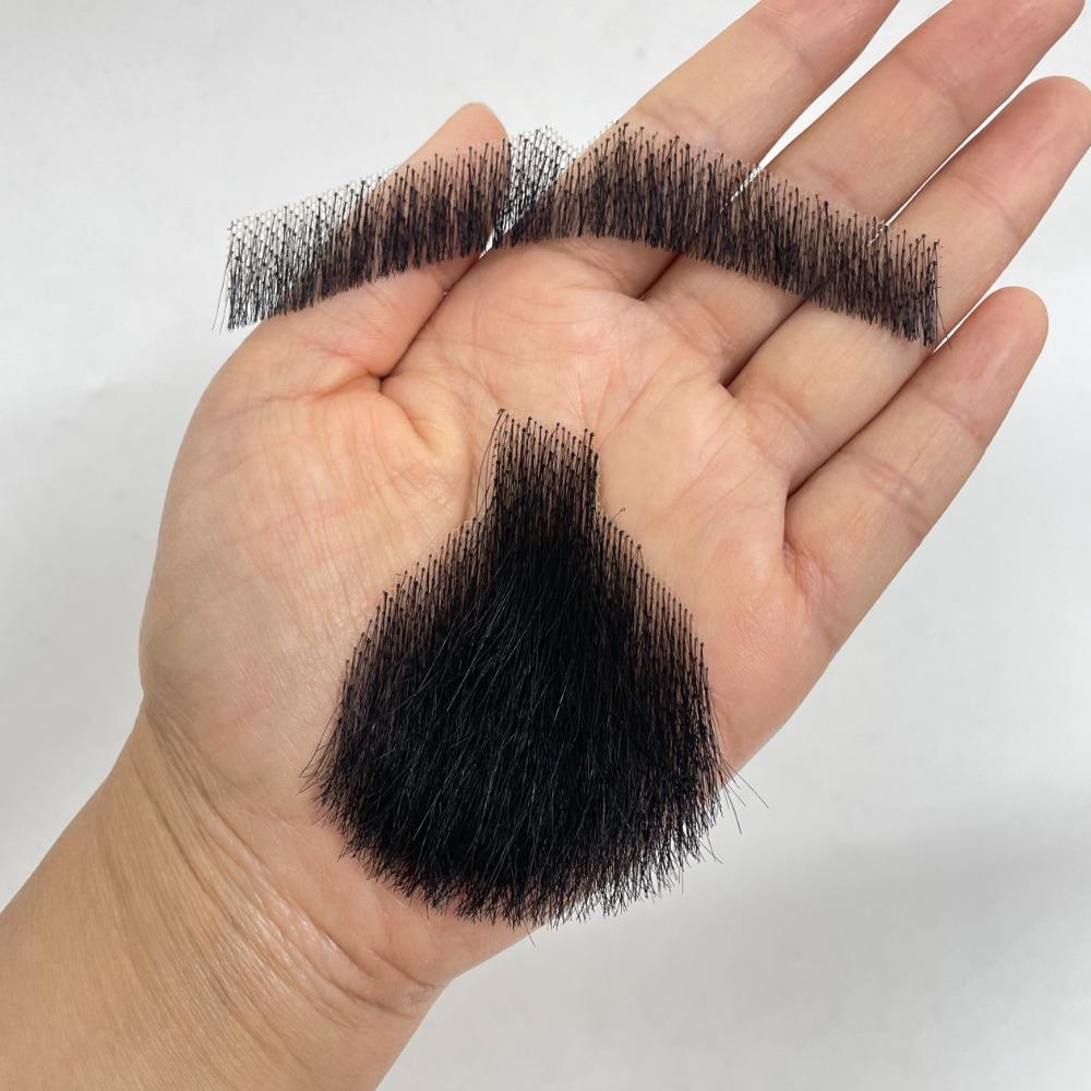 Elegancka Sztuczna Broda z Ludzkich Włosów Ręcznie Robiona Realistyczna Sztuczna Wąsiki Cosplay Impreza Narzędzia Makijaż Sztuczna Broda Mężczyzna