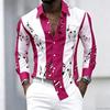 Men's Collared Shirt with Creative Musical Note Print, Trendy Long-sleeved Casual Top for Everyday Wear, Dates, and Outings.