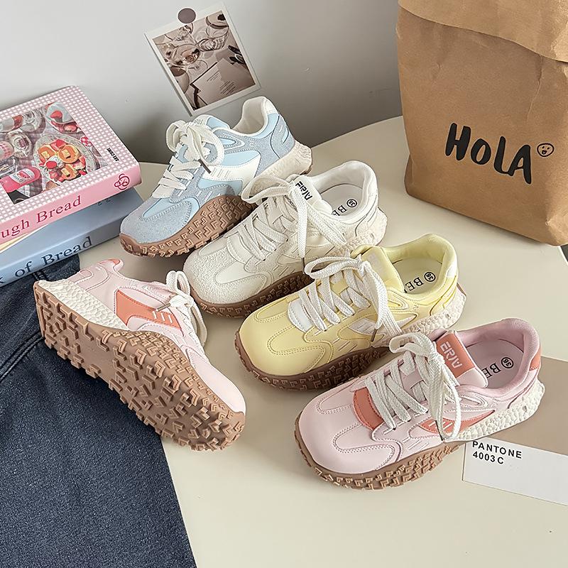 Student Women Pink Youth Sneakers Autumn New Thick Bottom Breathable Sport Running Shoes Campus Trend Platform Casual Shoes
