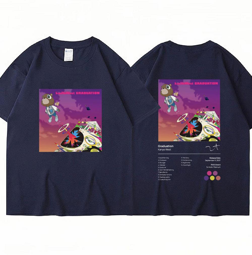Kanye West Graduation Music Album Print T Shirt Men Women Hip Hop Cotton T-shirt Oversized Summer Fashion T Shirts Streetwear