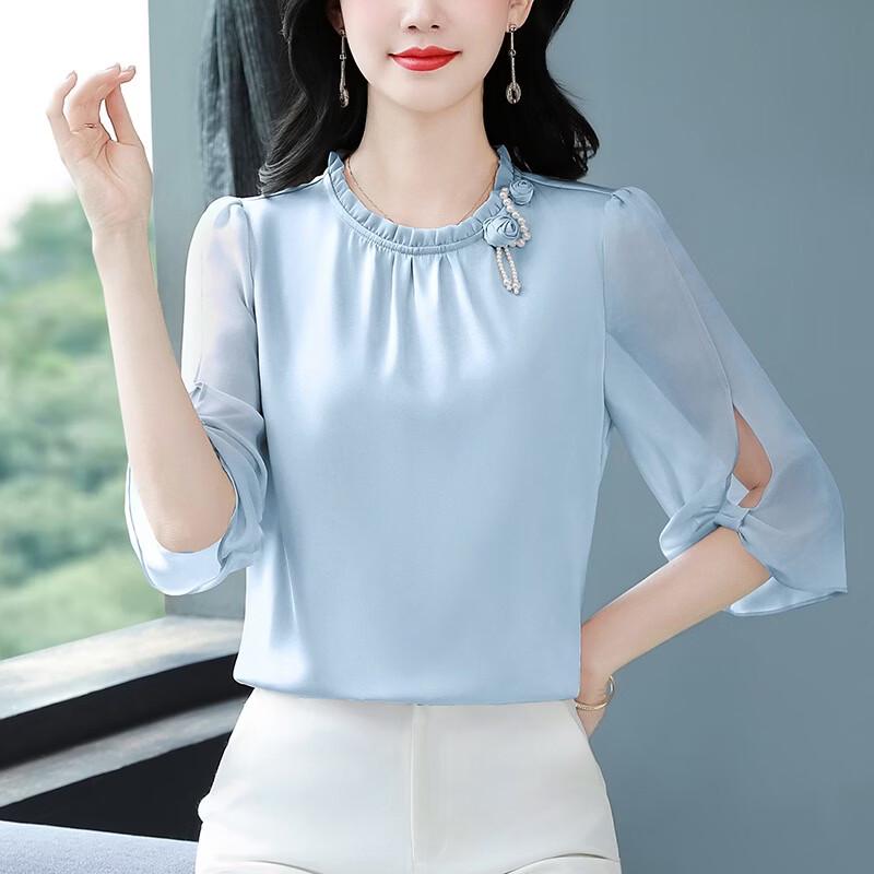 La Chapelle Women s Elegant Beaded Shirt M
