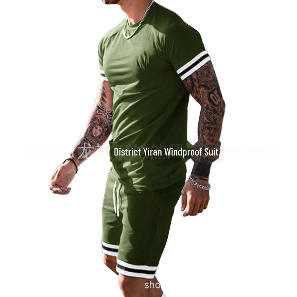 2023 Men's Summer Spliced Short-Sleeve Sports Casual Suit