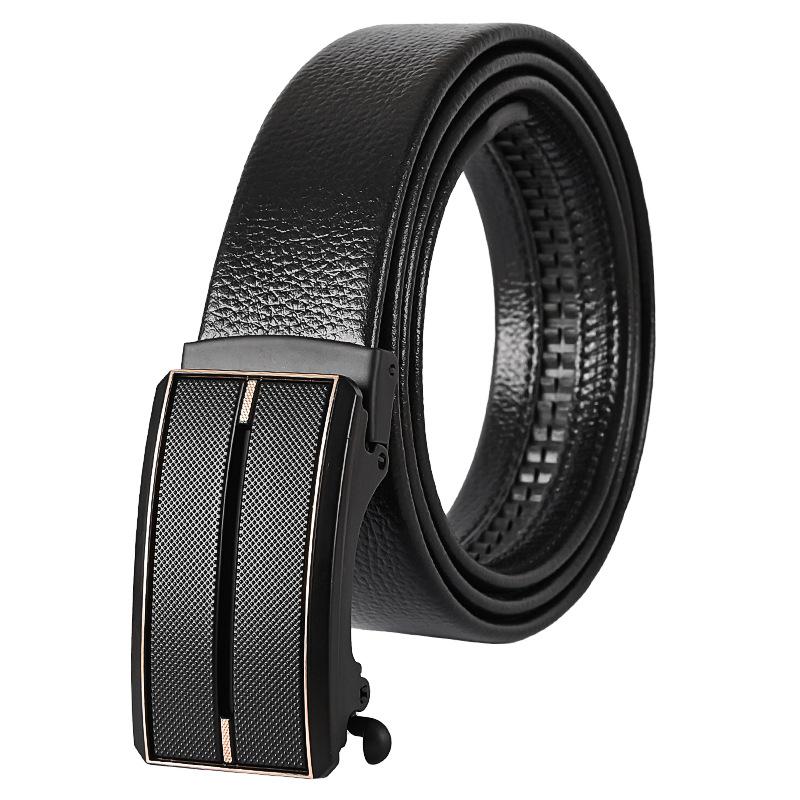 Pvc Men'S Belt Automatic Buckle Advanced Sense Casual Business Can Cut Automatic Buckle Men'S Belt Belt