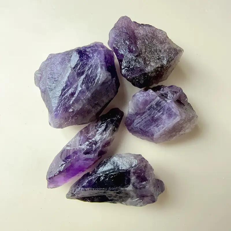 Amethyst Natural Stone Bulk Set Raw Rough Crystals for Tumbling, Reiki, Wire Wrapping, Jewelry Accessories