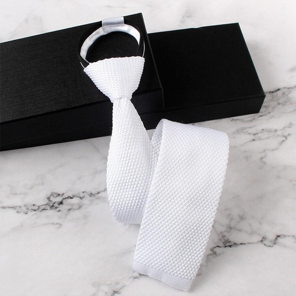 Knitted Fabric Soft Striped Tie Zipper Closure Automatic Zipper Tie  Clothes Accessories