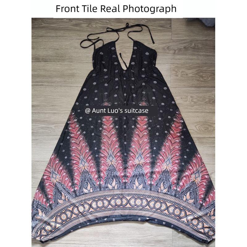 

Тетя Ло Таиланд Праздничный Комбинезон С Открытой Спиной На Бретелях Сексуальные Штаны для Йоги Пляжные Штаны Этнический Стиль Сексуальный Европейский и Американский Aunt Luo real shot Free size within 90.00kg