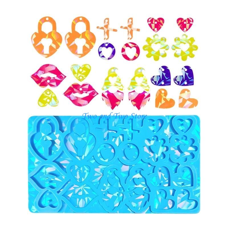 HX6F Silicone Molds Epoxy Resin Mold DIY Keychain Mold Handmade Jewelry синий