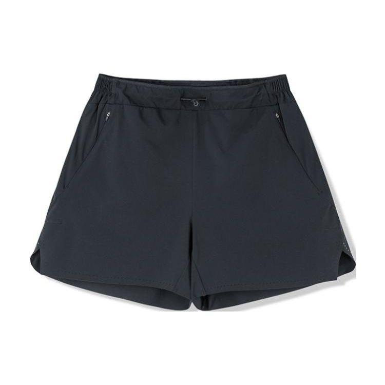 Anta Solid Color Logo Print Elastic Waist Straight Loose Shorts Summer Men Shorts Black 152230505
