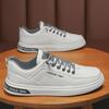 Men's Trendy Summer White Waterproof Leather Sneakers - Breathable, Casual, All-Match Low-Top Design