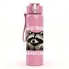 1PC Raccoon Face Cartoon 750ml Color Plastic Sports Water Bottle Leakproof Flip Straw Lid Suitable for Sports Office Home Use