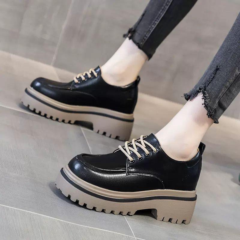 Loafers Hidden Heel Small Leather Shoes Mary Jane Women's Shoes Spring and Autumn New British Style Platform Muffin