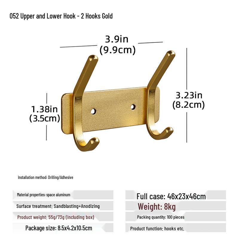 Wall-Mounted Black Aluminum Clothes Hook Rack