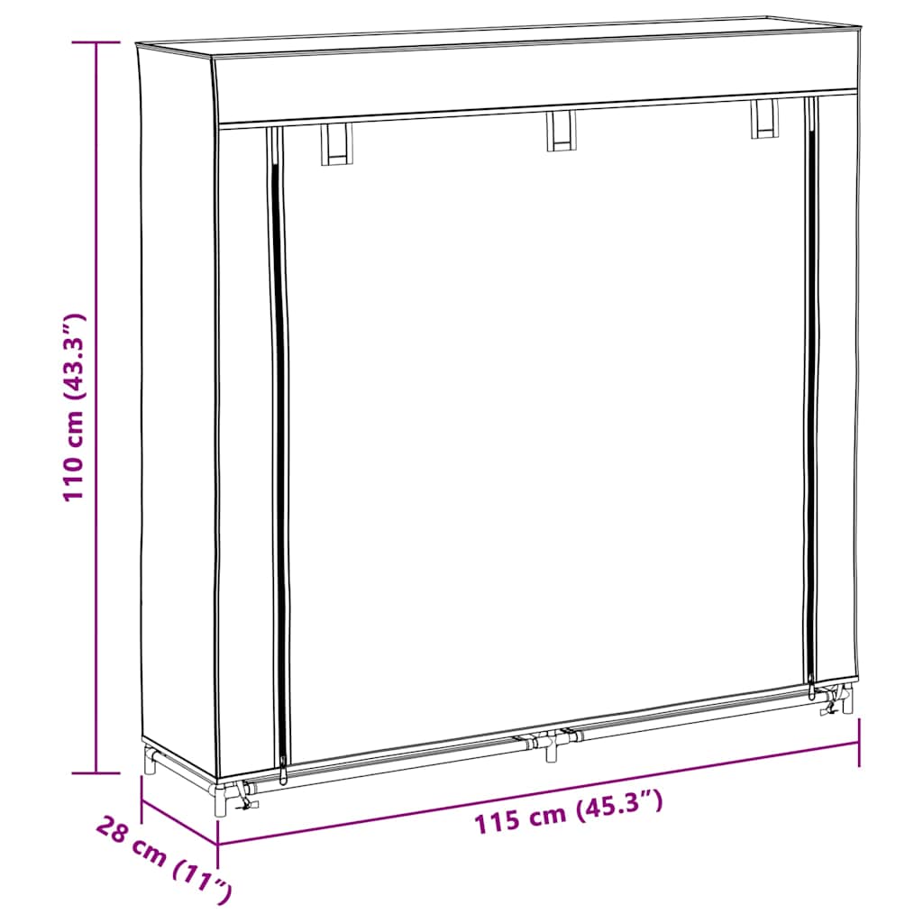 Fabric Shoe Cabinet with Cover 115 X 28 X 110 Cm Brown