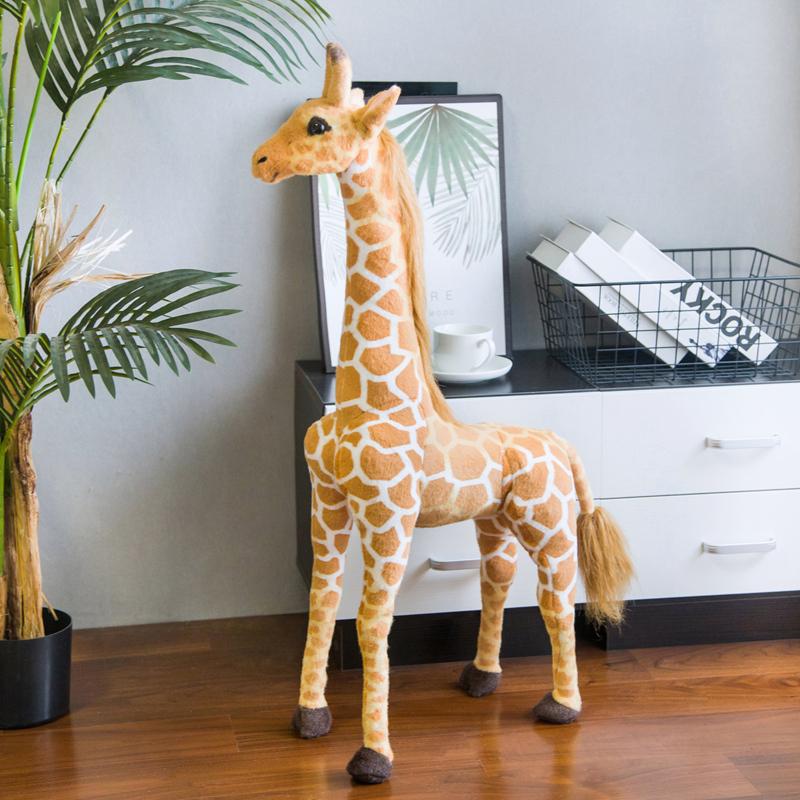 Giraffa di Peluche Grande Morbida Realistica Animali Giraffe della Vita Vera Bambola Morbida Decorazione per la Casa Oggetti di Scena per Foto Regalo di Compleanno
