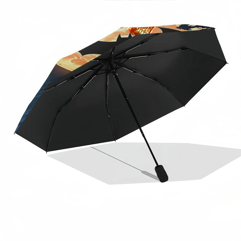 1pc Batman's Handsome Back Automatic Folding Umbrella - Compact 8-Rib Design, Durable Plastic & Iron1221L