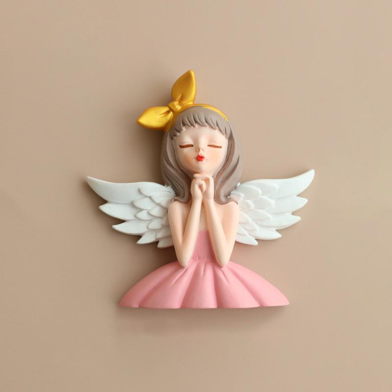 

Декор Ангел из смолы Розовый дизайн Желание Наклейка на стену для розетки холодильника для детской спальни Домашнее украшение для друзей