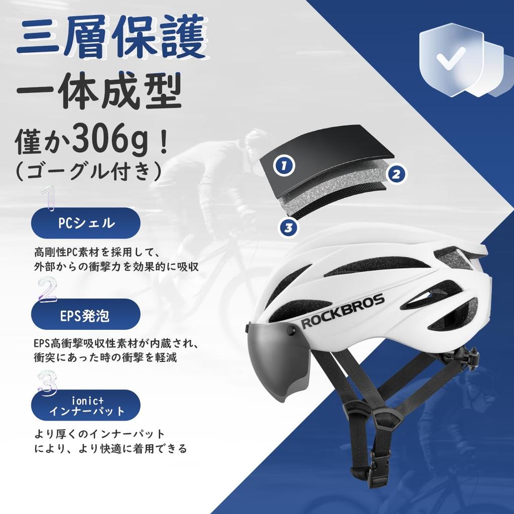 ROCKBROS Fahrradhelm für Erwachsene CE-geformt Schlag mit magnetischer Brille und UV-verstellbarer Größe Matt für Straße und Schule Helm, zertifiziert, leicht,