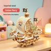 3D Wooden Pirate Ship Model DIY Puzzle - Merry Golden Sailboat Ornament & Assembly Toy