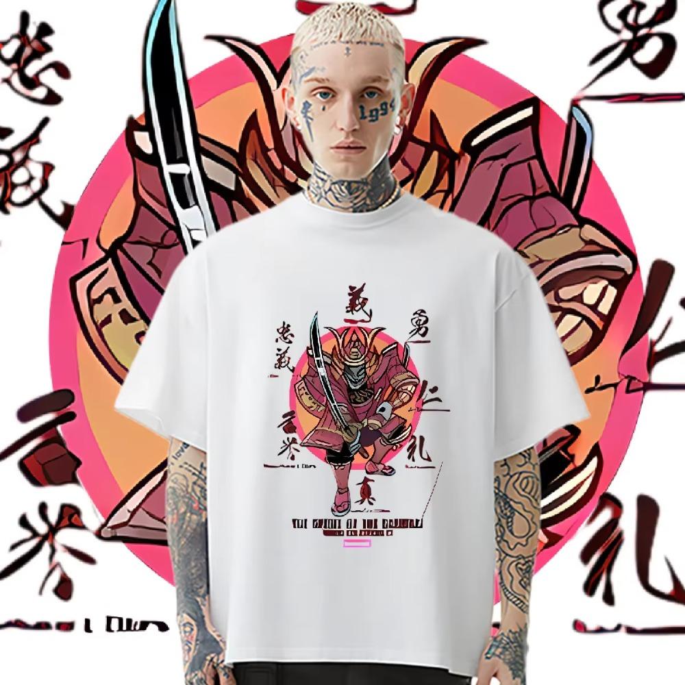 Round Collar Loose Big Size Clothes Harajuku Men's Tshirt Graphic Printing Hippie Tee Fashion Tops Frivolous Tees