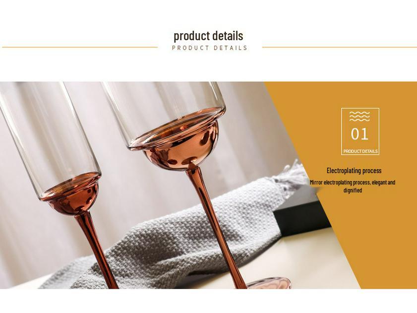 Stylish European High-Stem Electroplated Crystal Wine Glass