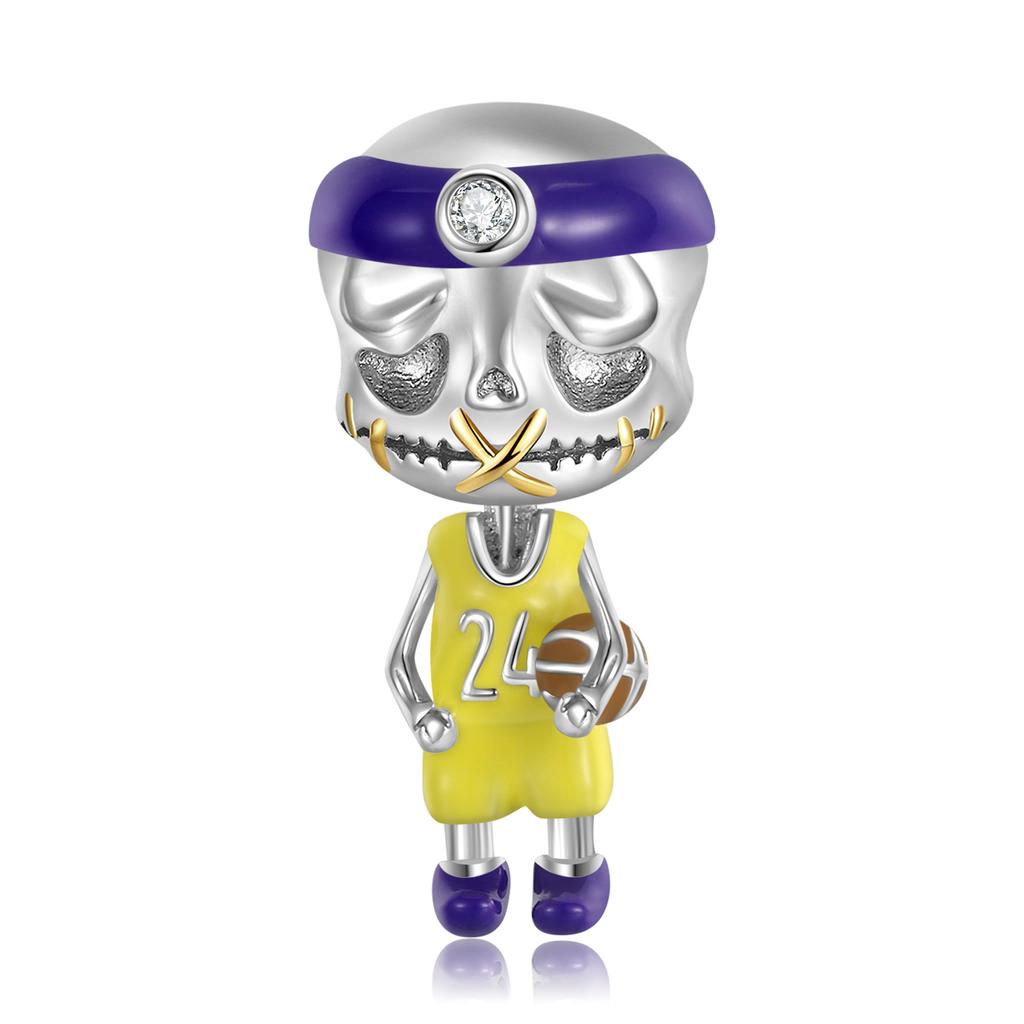 Skateboard Skull Charm 925 Sterling Silver Christmas Skeleton Beads for Women Fine Charms Bracelet Jewelry Making