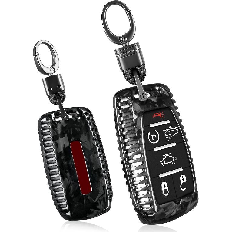 T-carbon Real Glass Fiber Key Fob Protector Keychain Compatible with Ram 1500 2500 3500 TRX Limited Rebel Bighorn Lonestar Laramie Key Fob Cover