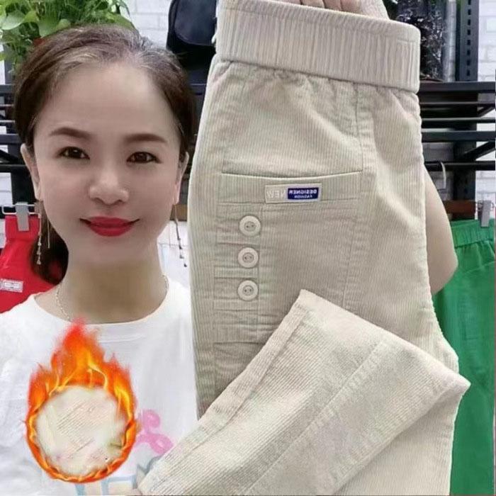 Women Warm Corduroy Harem Pants  High Waist and Slim Figure Versatile and Casual Straight Leg Pants