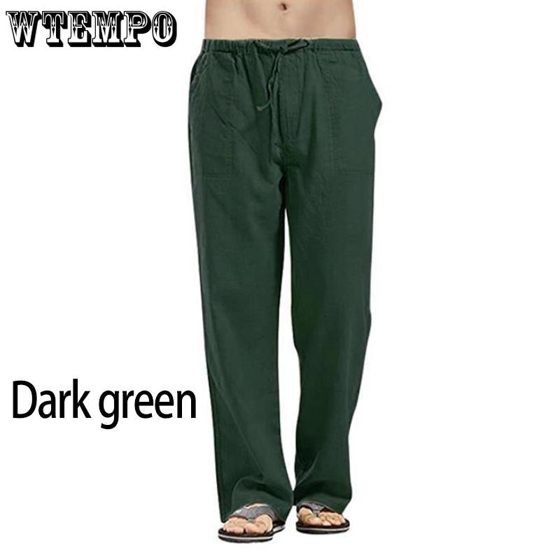 Men's Autumn Streetwear Elastic Waists Trousers Loose Pants Straight Party Pants Linen Plus Size