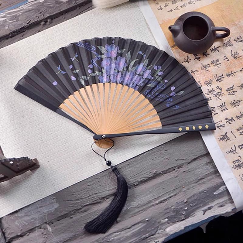 Elegant Chinese Bamboo Folding Fan 6 Inch Plain Blank Fan for Women Hanfu Qipao Vintage Handheld Fan Summer Cooling Oriental Fan