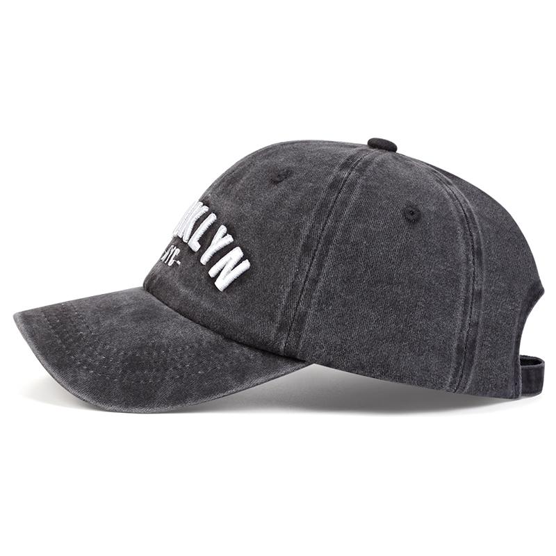 Unisex BROOKLYN Letter Embroidery Wash Baseball Caps Spring and Autumn Outdoor Adjustable Casual Hats Sunscreen Hat