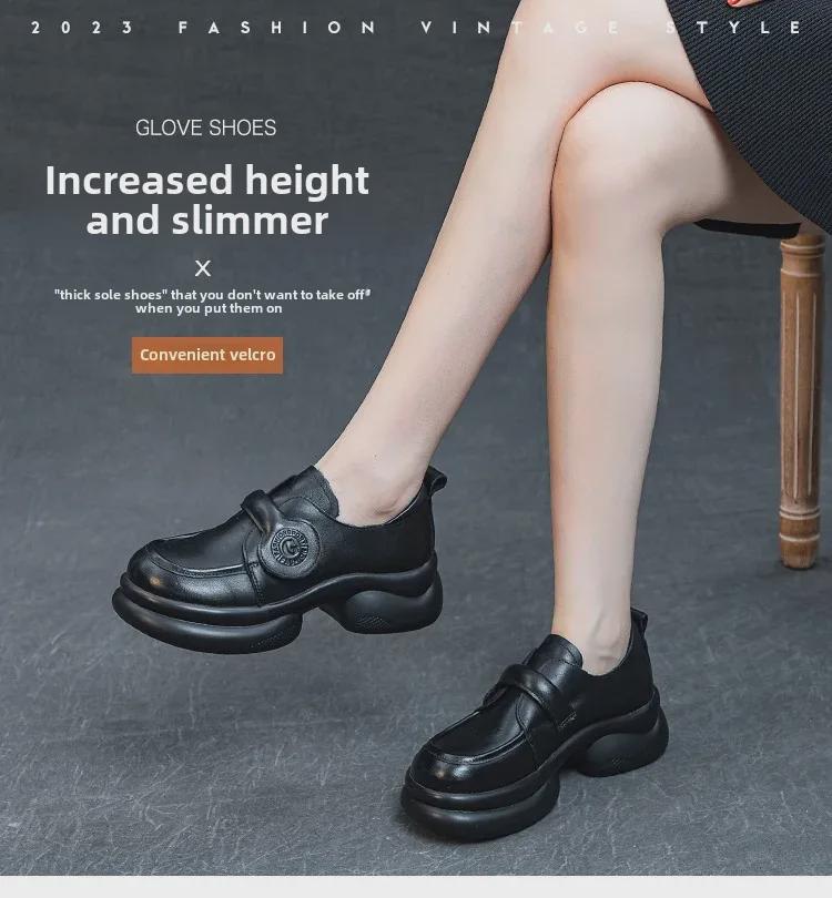 2023 Autumn Women's Retro Soft Cowhide Shoes - Lightweight Rubber Foam Sole