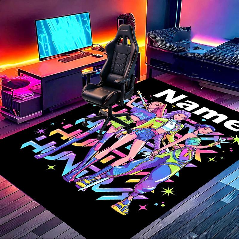 Custom Name Personalized KPop Demon Hunters Print Carpet, Versatile Home Decor Rug, for Playroom, Apartment, Balcony, Entryway, Hallway Gift