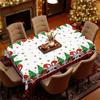 Warm Christmas Tablecloth, Santa Snowman Tree Print, Waterproof Table Cloth, Family Holiday Decoration