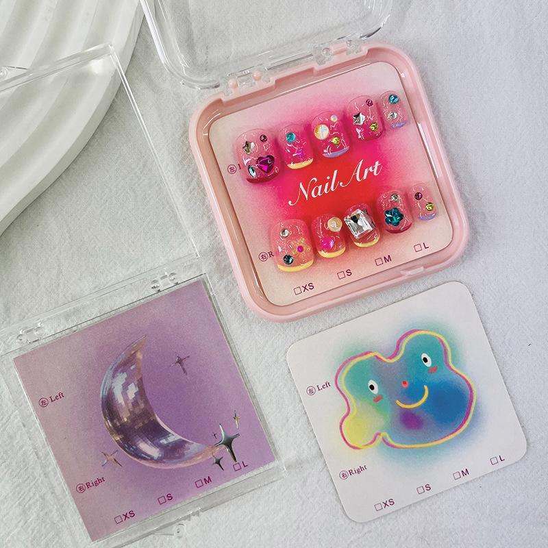 50Pcs Press On Nail Cardboard Cards 6.5X6.5Cm 8X8Cm Cartoon Pattern Nail Art Display Photo Props Card False Nail Tips Manicure