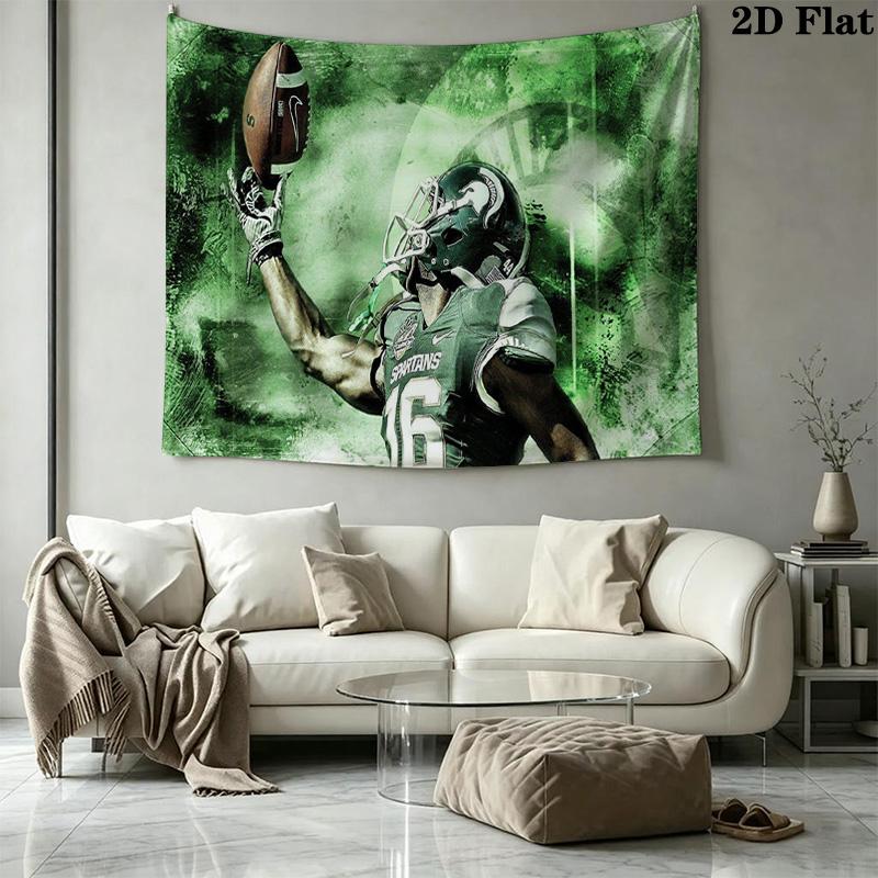 Michigan State Spartans football Wall Tapestry Aesthetic Wall Hanging Printed Fabric Blanket Decorative Tapestries for Bedroom Living Room Home Decor