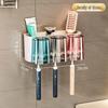 Wall-Mounted Antibacterial Toothbrush and Toothpaste Holder with Mouthwash Cup - Punch-Free Storage Rack