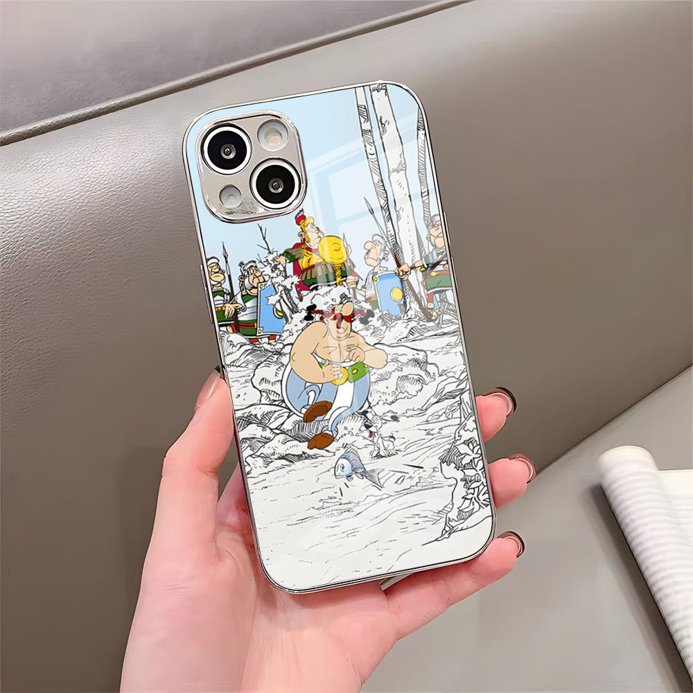 Pouzdro na telefon Asterix a Obelix Pro iPhone 17 Pro Max 15 Pro 16 14 Plus 12 13 Mini 11 Pro Nárazuvzdorný Pokovený Skleněný Kryt