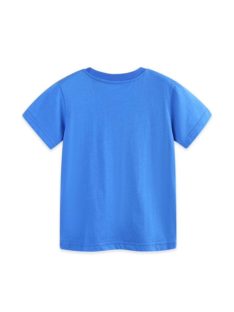 2026 Boys' Cartoon Animal Print T-Shirt, European & American Style, Short-Sleeve, Round Neck