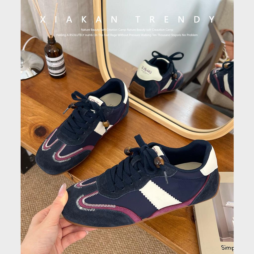 Leather inner height increase 4cm retro German training shoes women's 2025 autumn new dune wind sports Forrest Gump shoes casual shoes